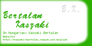 bertalan kaszaki business card